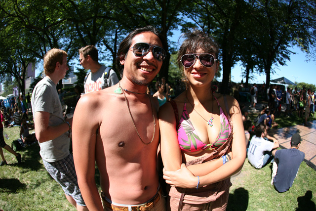 Two festival goers on August 2, 2008 at Lollapalooza in Chicago.