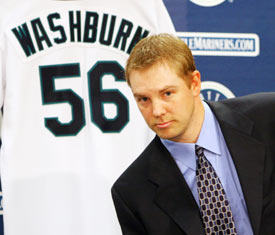 Don't Trade Jarrod Washburn! (Or If You Do, Get A Lot For Him): THANK YOU DAMON! I can't believe we're putting this guy on the block when next year we're going to be contenders again! We're just having a lot of bad luck this year. Washburn with his amazing split-finger will give the M's one of the best 1-3 starters in all of baseball.. He's just begun showing the world what he is capable of now. - Submitted by Patton Richard