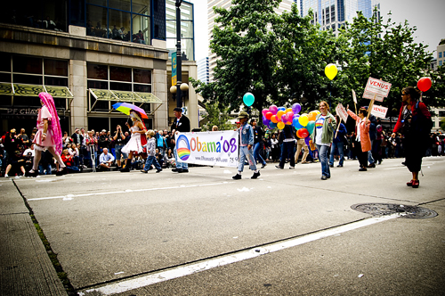 Bears, Obama fans, Sisters, and others turned out for Seattle's Pride Parade,