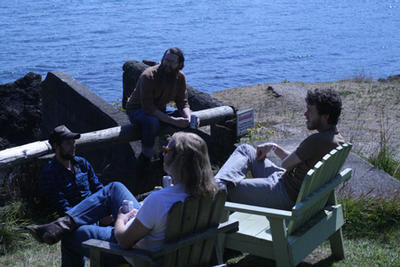 Live on Orcas: The Maldives, Tim Seely, Left Hand Smoke: Before the performance, The Maldives relaxed on the beach.