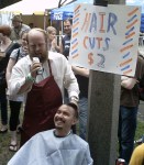 Pitchfork Day Two: No festival experience is complete without a $2 haircut by Les Savy Fav's Tim Harrington.