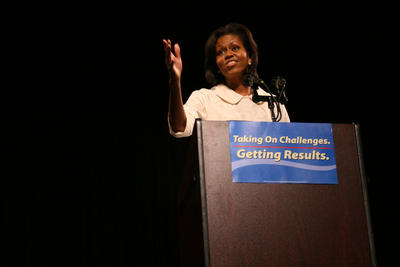 Michelle Obama at WaMu Theater: Michelle Obama spoke at a fundraiser for Gov. Chris Gregoire on Thursday, July 17 at WaMu Theater.