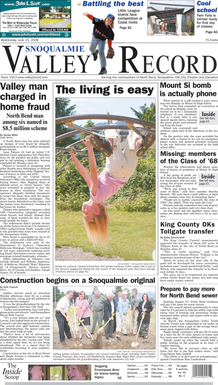 Snoqualmie Valley Record, Circulation: 4,090; Published: Weekly (Wednesday)