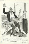 As is seen in this original Bill Wenzel cartoon, spanking was another common theme in gag pinup drawings.