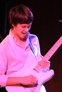 Wailing on his guitar, Chris Chu rocks a thoroughly entertained crowd during The Morning BendersaE™ set on Wednesday night.