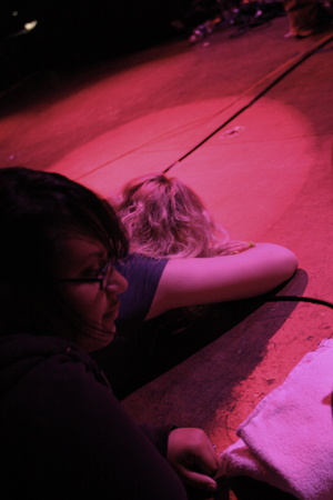 When it became clear the band was painfully late, fans began sprawling across the stage.