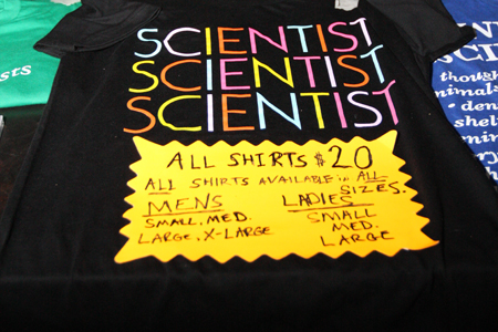 The colorful We Are Scientists t-shirts. At this point in the show, the other bands' goods had all but disappeared.