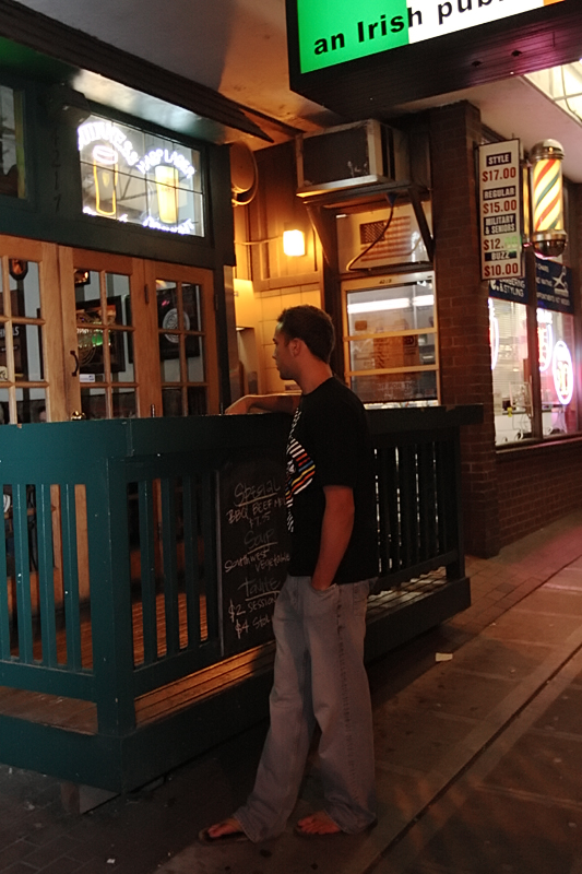 12:09: The look of loneliness. Ave bars are known for being strict with fake IDs.Bouncer: Hey, one second.(reappears) Well, I gave your ID to my boss.Kid: Can I have it back?Bouncer: Nope, already gave it to my boss.