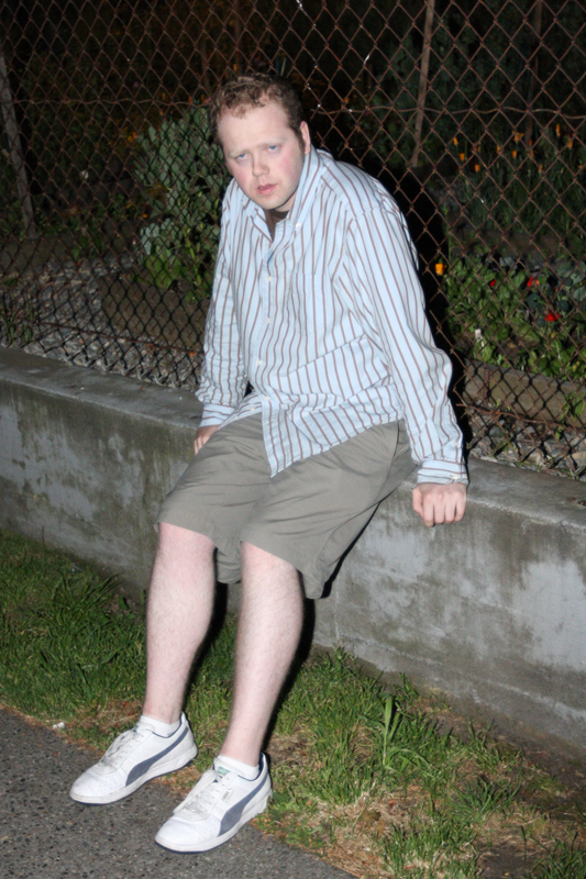 1:15: Drizzunk. I found Patrick across the street from A-Pizza Mart, who had just finished his 21st drink on his 21st birthday and promptly walked out to let fly. To his friends, me, and anyone else, I'm going to fuck your mom in the ass! And yours twice!