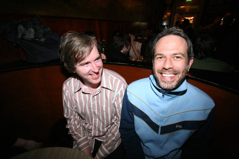 John Atkins, left, of The Can't See, and Sub Pop publicist Steve Manning.