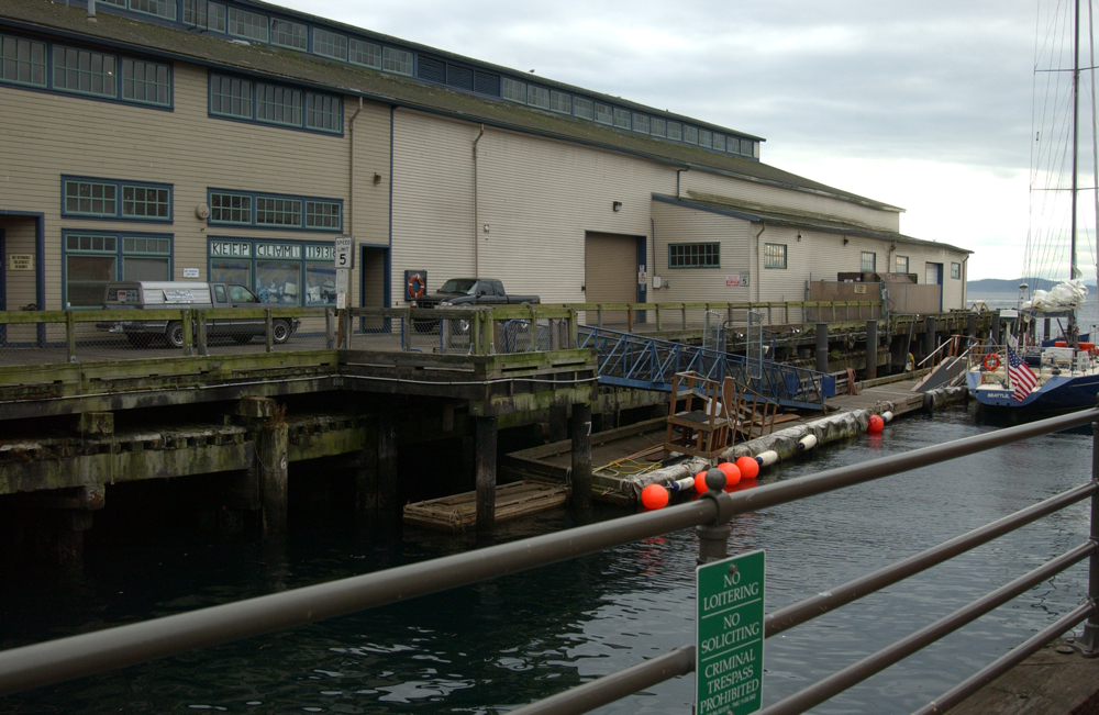 The north side of Ivar's Pier 54 offers little to entice pedestrians, though tourists can take a charter sail from the adjacent slip.