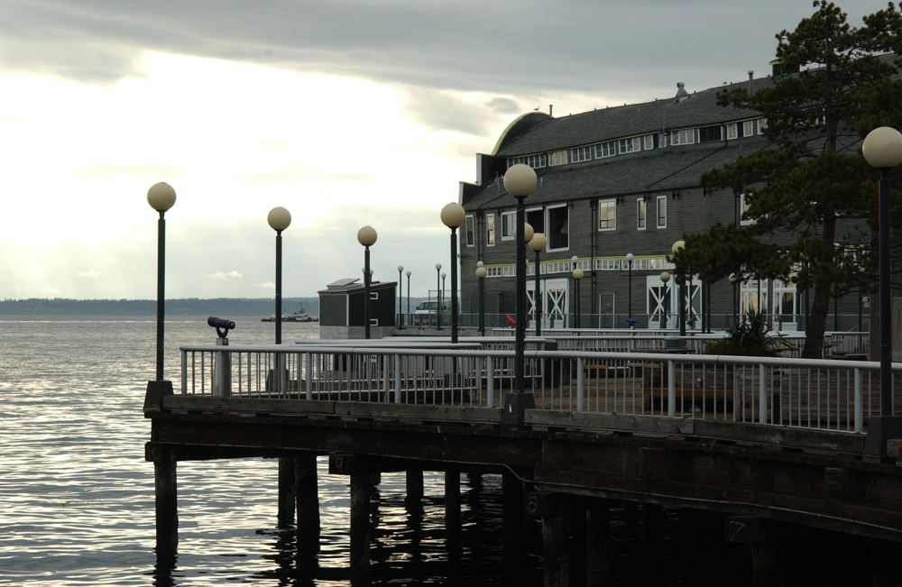 Few take advantage of Waterfront Park, forbiddingly walled off from Alaskan Way, which leads to more access at Piers 59 and 61, the Seattle Aquarium.