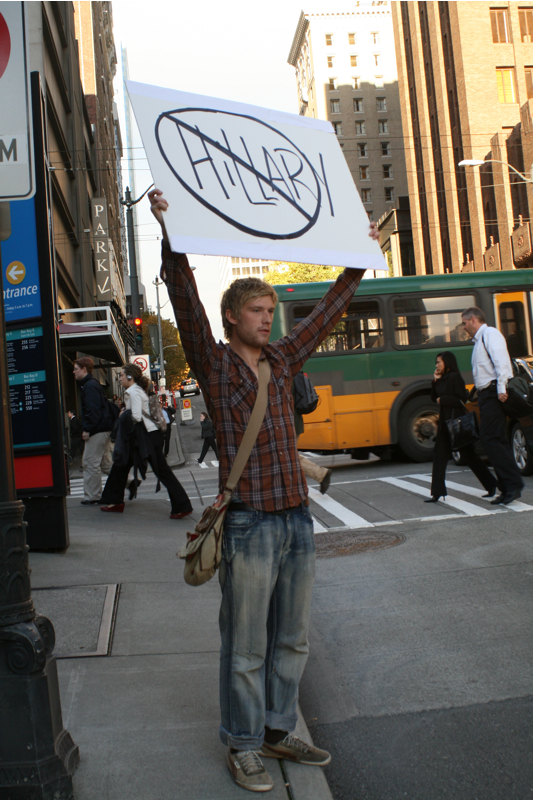 Here's a look at the scene inside and around Benaryoya Hall, Tuesday Oct. 22, before Hillary Clinton's appearance.