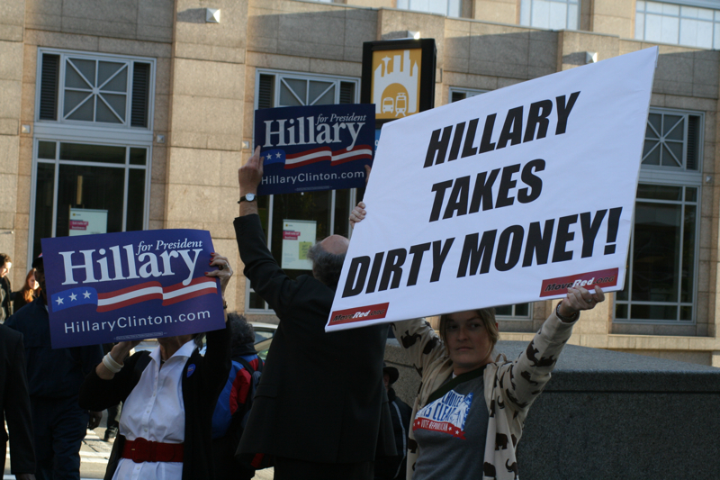 Hillary Clinton and her entourage stormed Benaryoya Hall on October 22.