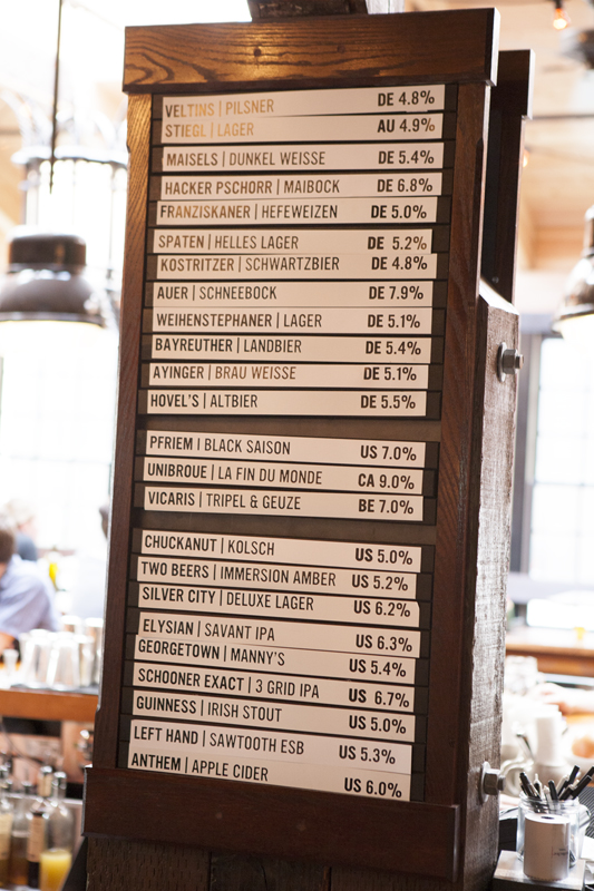 For drinkers who’d rather not hoist a stein that holds twice as much as the average human bladder, the bar offers its German and Austrian drafts in four smaller sizes, including a two-ounce sampler that allows aficionados to pilot their own beer flights.