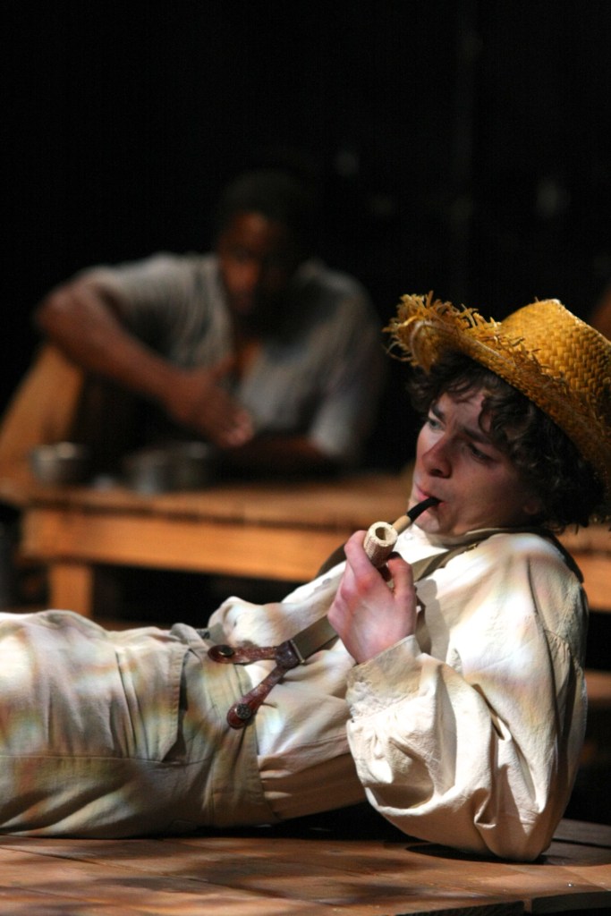 Morson (in foreground) as Twain’s storytelling tool for hooking the reader on Jim.