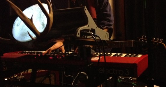 Budo behind the decks—and antlers—last night at the Croc.