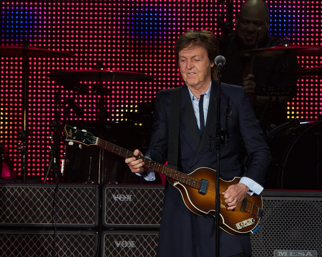 Paul McCartney performs at Safeco Field in Seattle during his "Out There" tour of North America. Photo by John Lill