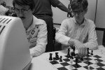 Wiley Wiggins (left) and Patrick Riester as code warriors in Computer Chess.
