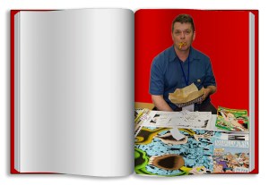 Above: Bagge’s band. Left: Ellen Forney. Right: Bagge at work.