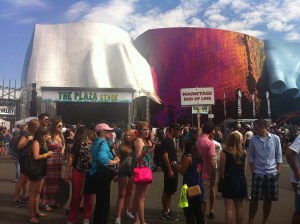 The line for the Mainstage snaked through the Seattle Center grounds, around