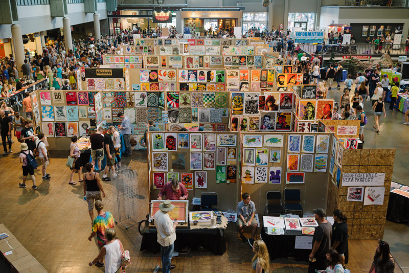 Fans continued to get lost in the labyrinth of Flatstock, which features forty one screen print show poster artists from around the nation.