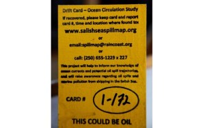 Raincoast hopes these "drift cards" will help map out the path of a potential Vancouver oil spill.