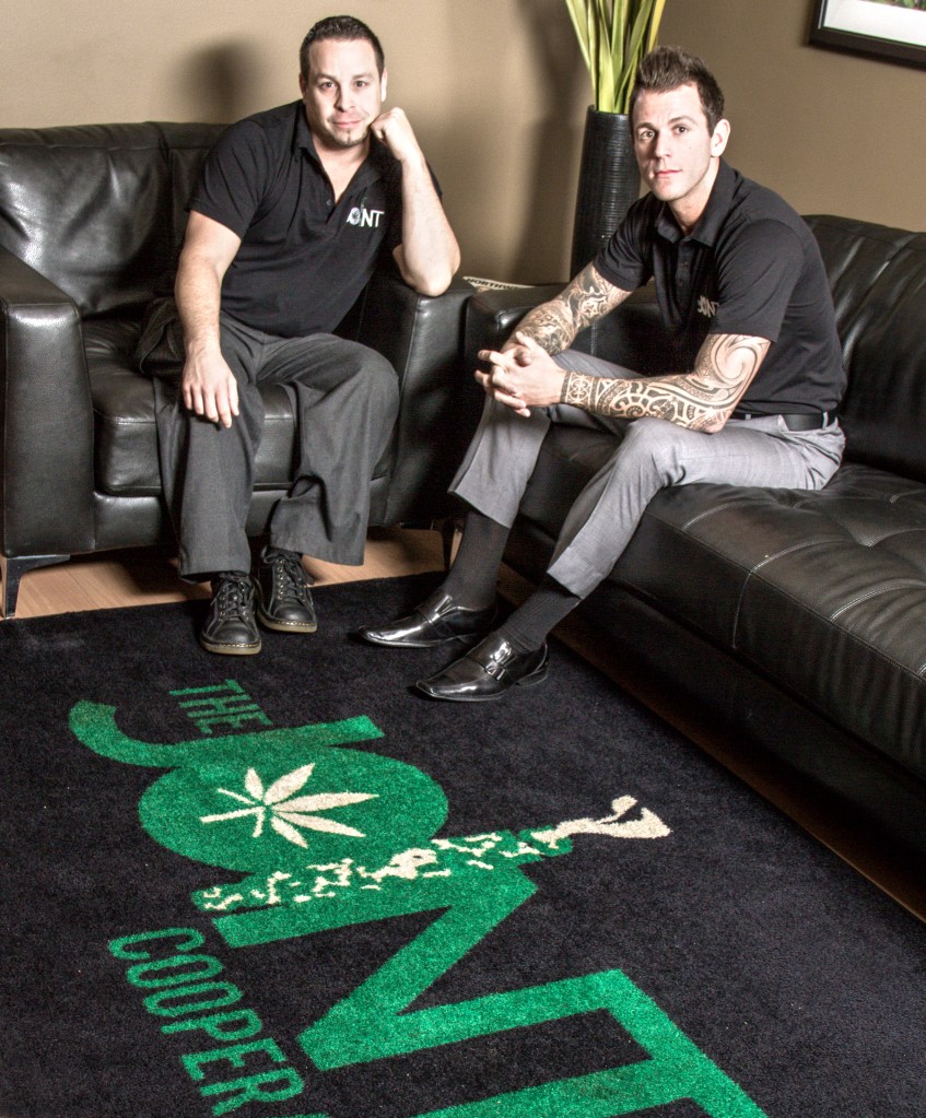 Shy Sadis and Derek Anderson take a break from their real-estate hunt.