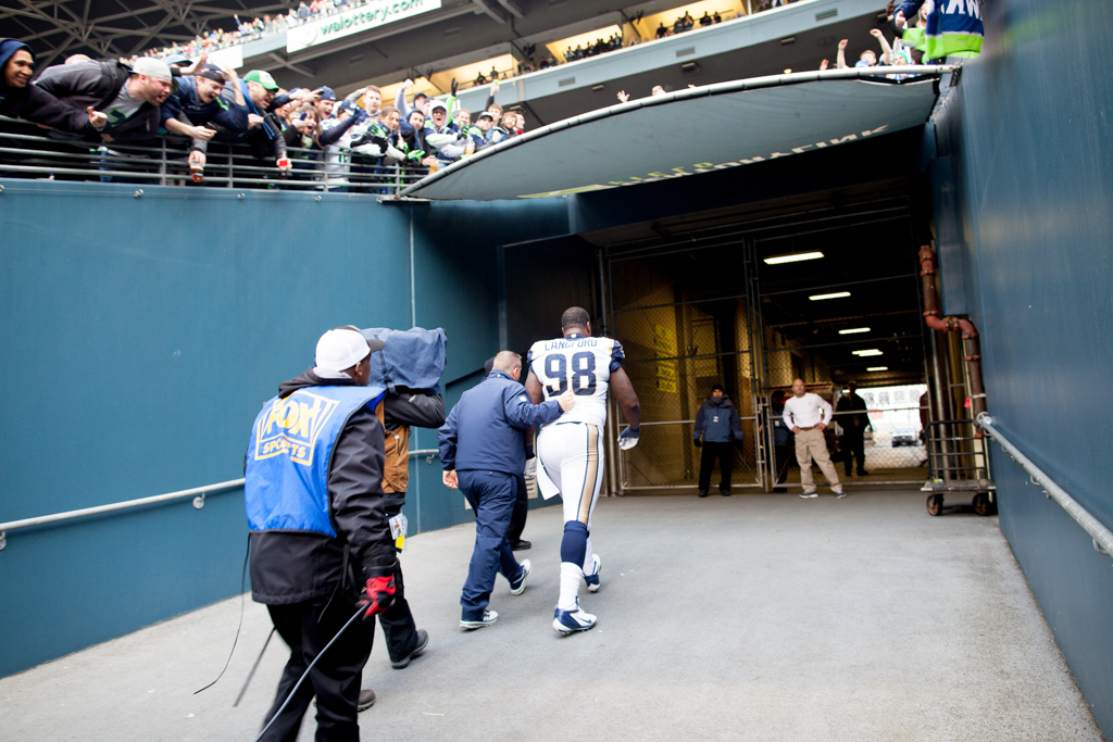 He exchanged words with fans, who relished the opportunity to taunt Langford, before being escorted off the field.