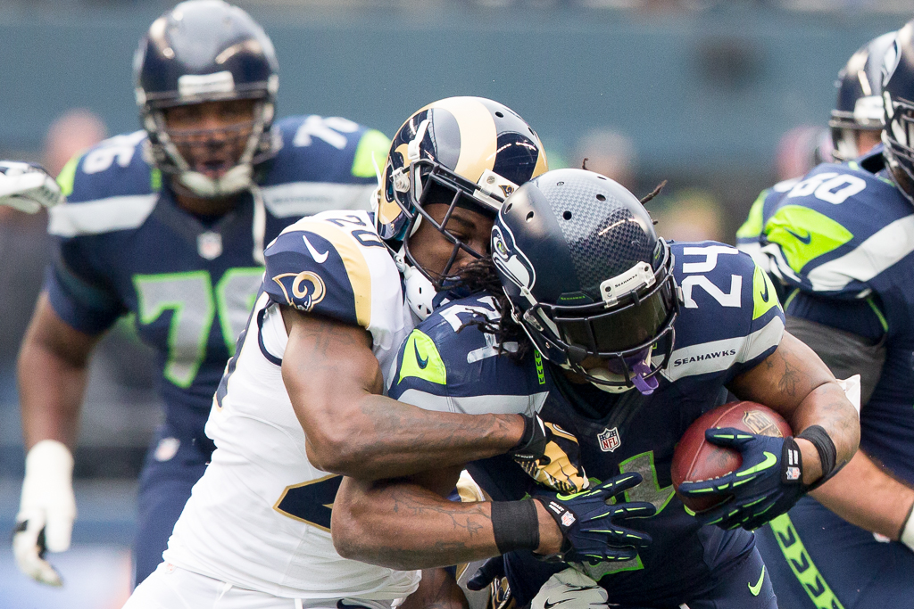 Including a two yard run in the third quarter for a touchdown, putting the Hawks up 17.