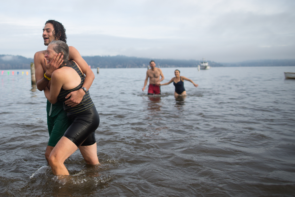 The frigid water did not stop folks from having fun, though.