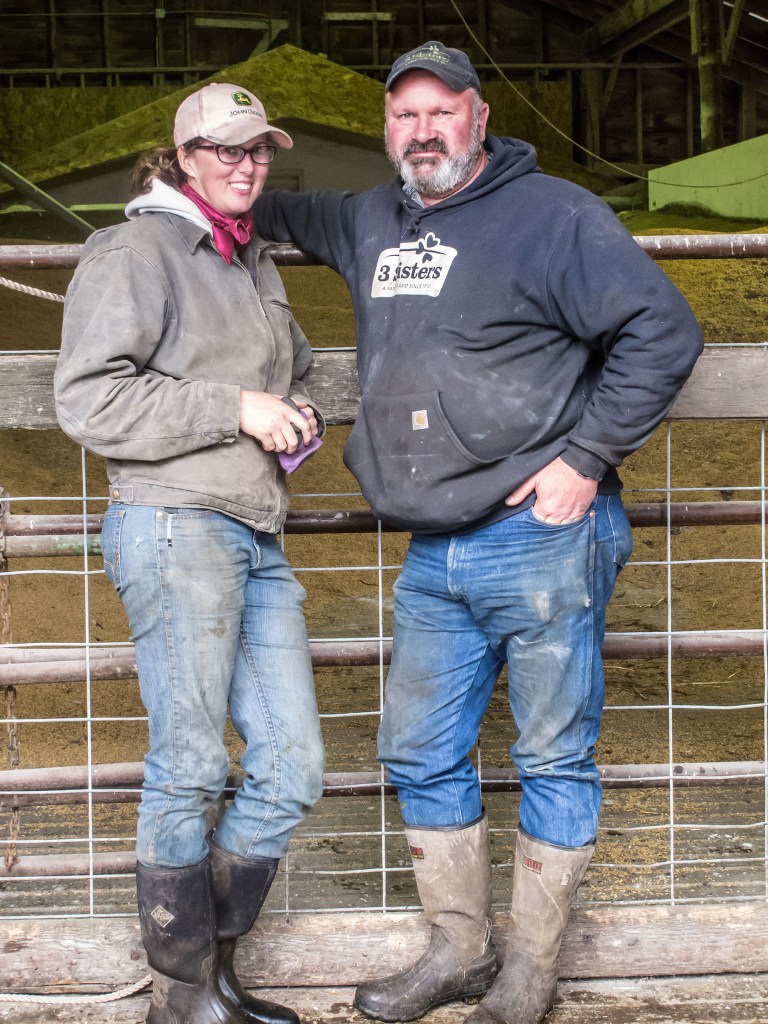 Left: Three Sisters farmers. Right: The mobile slaughter unit and the truck it rode in on.