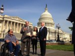 Larry Harvey takes his case to D.C alongside (l–r) Rep. Sam Farr; executive director of Americans for Safe Access Steph Sherer, and Rep. Paul Broun.