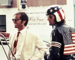 Fonda in his famous Easy Rider jacket, with Jack Nicholson at left.