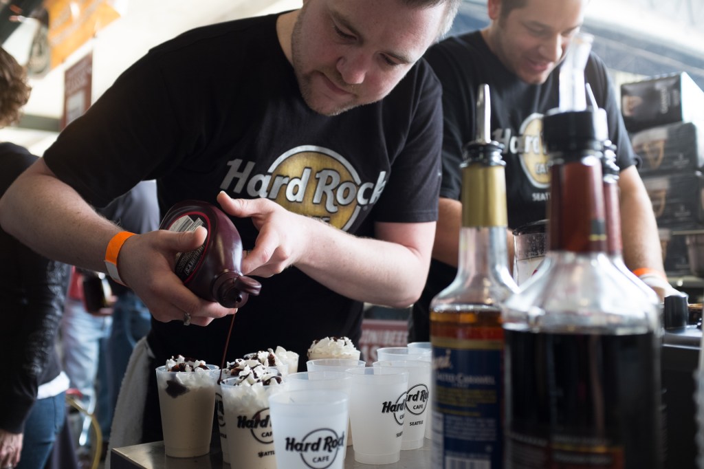 The Hard Rock Cafe booth featured shakes made with Ben and Jerry's vanilla ice cream, creme de cacao, salted caramel, and guinness stout.