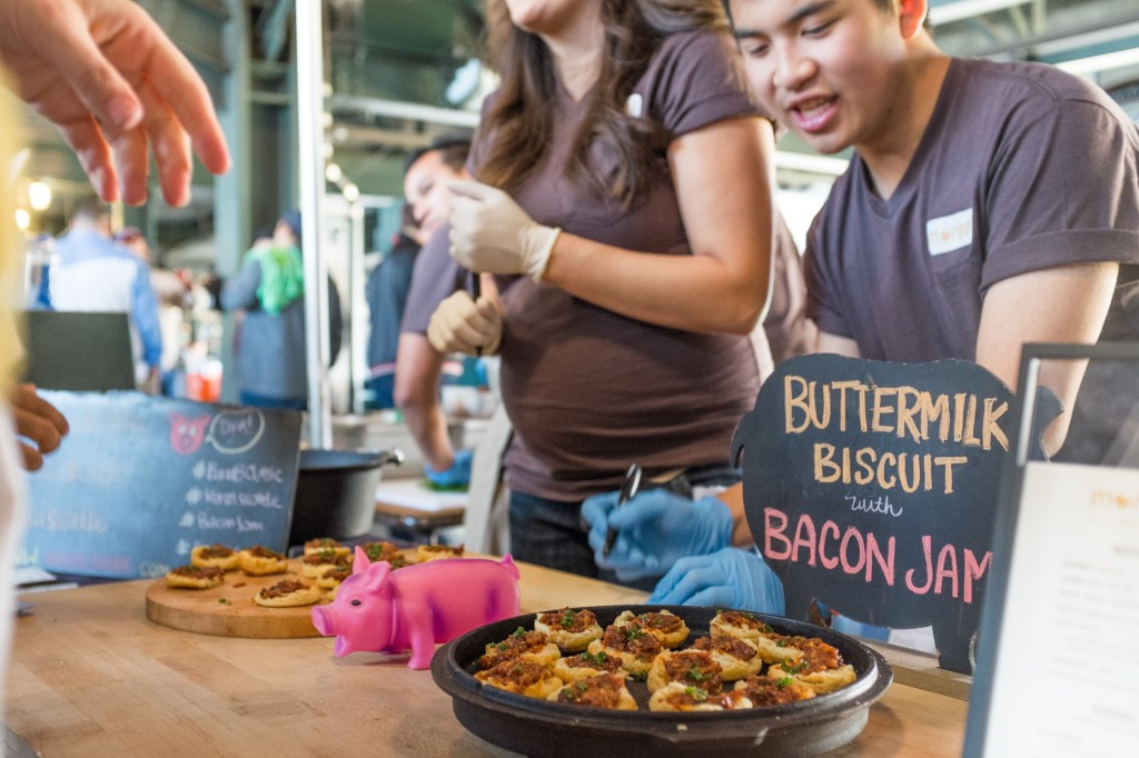 Morsel's stand served up buttermilk biscuits with bacon jam and chives.