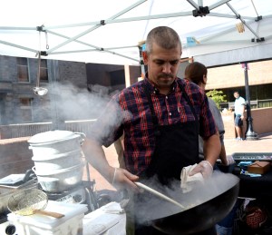 Top: Wiley Frank at Little Uncle.Bottom: Malaysian food stand Kedai Makan.
