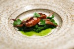 Squid and lovage porridge at The Willows Inn.Below: Reef netting off Lummi Island.