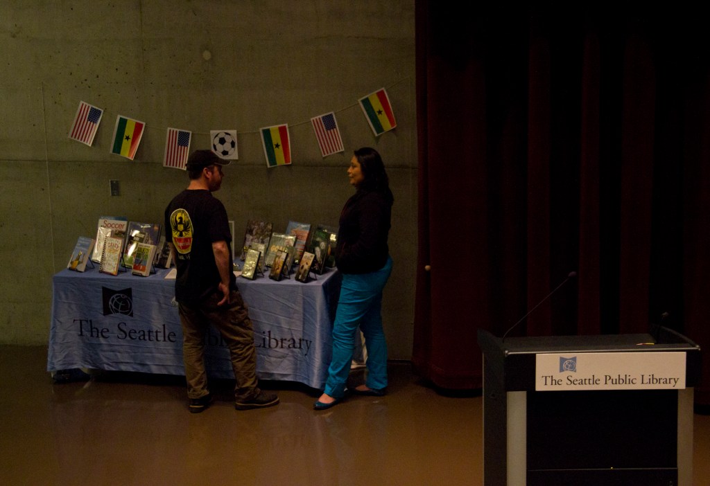 In addition to projecting the World Cup, Seattle Public Library had World Cup and soccer books and dvds available to browse.