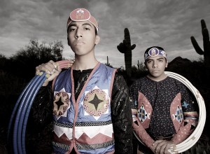 Hoop dancers Talon and Sky Duncan, photographed near Phoenix.