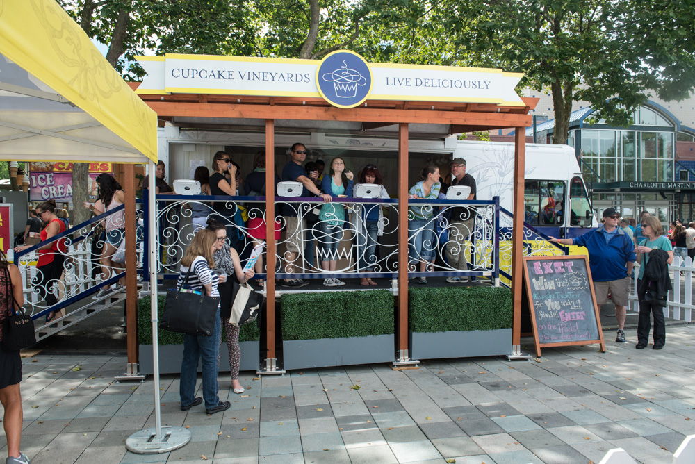 We were momentarily tricked, but then realized this relaxed balcony area is for Cupcake Wine tasting, not just cupcakes.