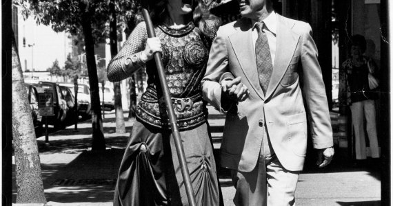 Ross with a spear carrier, in an undated photograph.