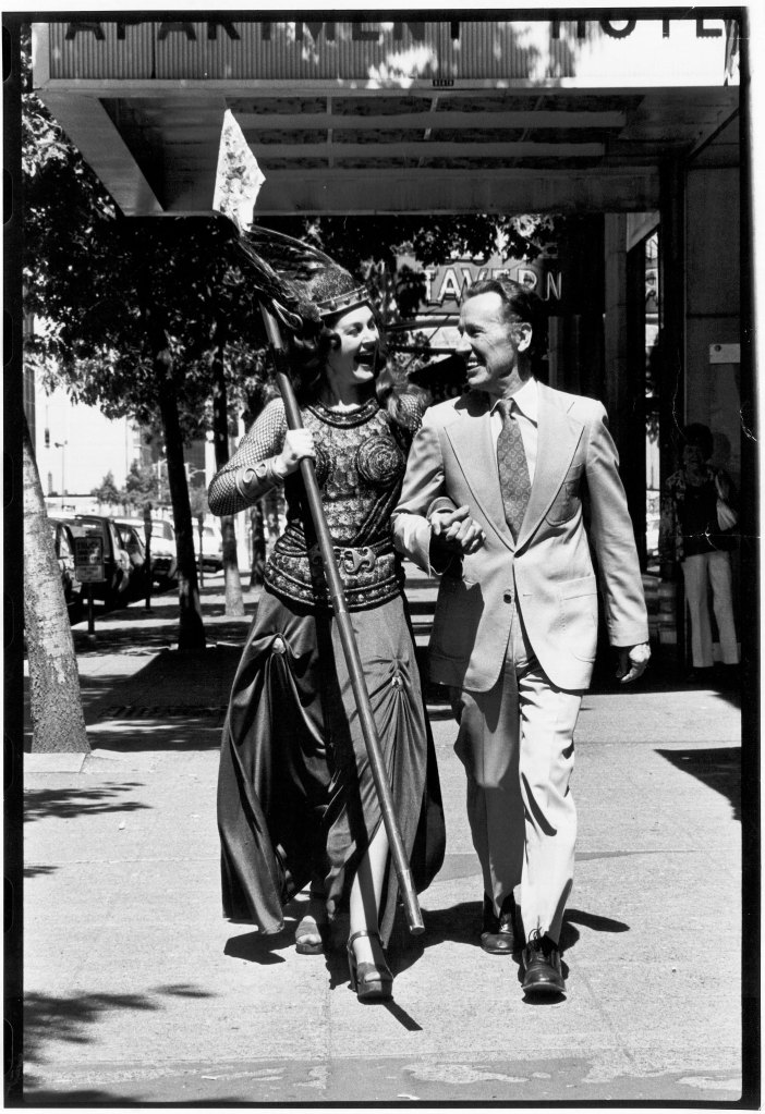 Ross with a spear carrier, in an undated photograph.