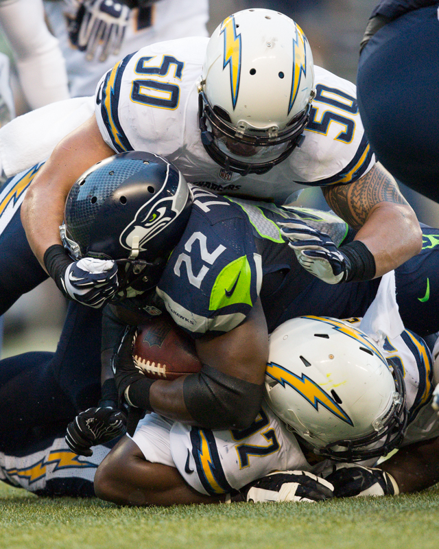 Turbin ran for 81 yards on 12 carries with one touchdown: not a bad day. He continues to solidify his spot as Lynch's backup.