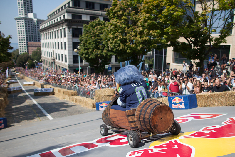 In any case, Seahawks mascot Blitz was the lucky first ride down the course.