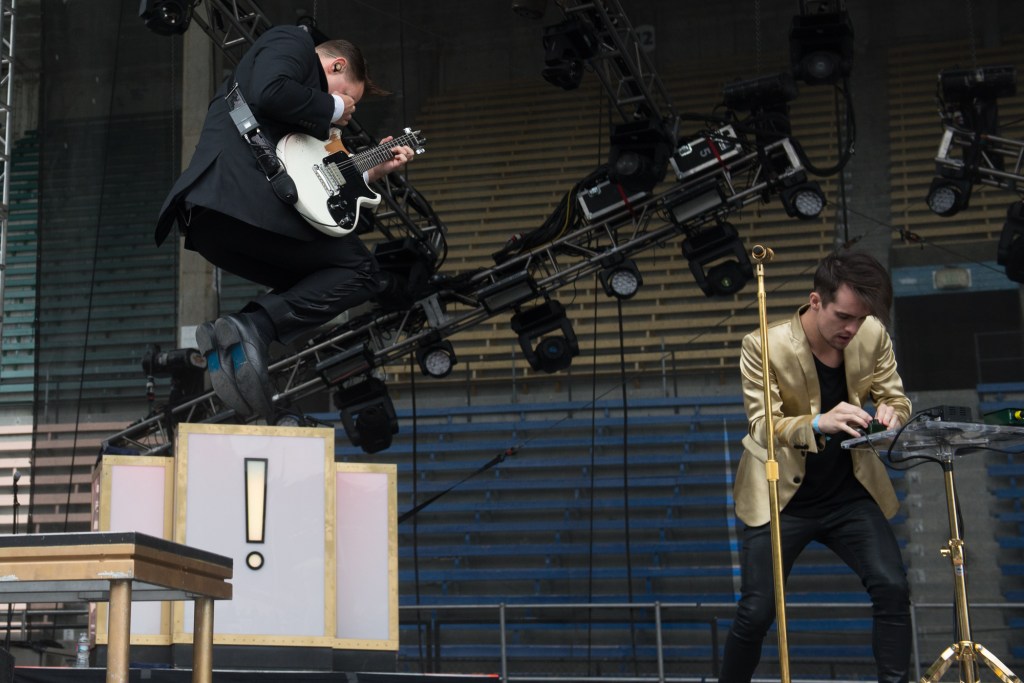 The first main stage show of the day with Panic! at the Disco, gold clad and a crazy crowd to boot. Photo by Morgen Schuler