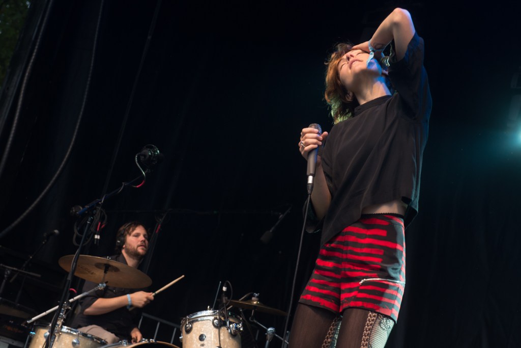 The wispy Polica front-woman snaked her way around the stage as their ethereal music wafted through the crowd. Photo by Morgen Schuler