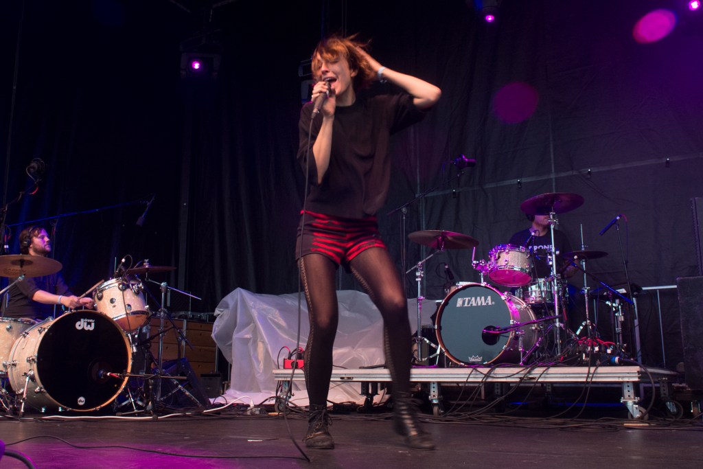 The wispy Polica front-woman snaked her way around the stage as their ethereal music wafted through the crowd. Photo by Morgen Schuler