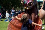 Kids were greeted by friendly creatures at Bumbershoot on Monday. Photo by Anna Erickson