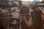 Kids wait their turn in the chute.